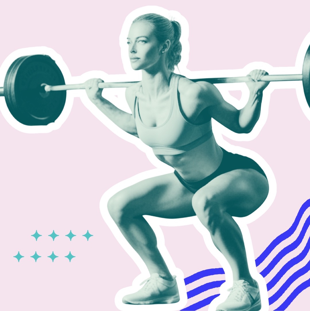 Woman performing a barbell back squat with strong form at a community fitness event